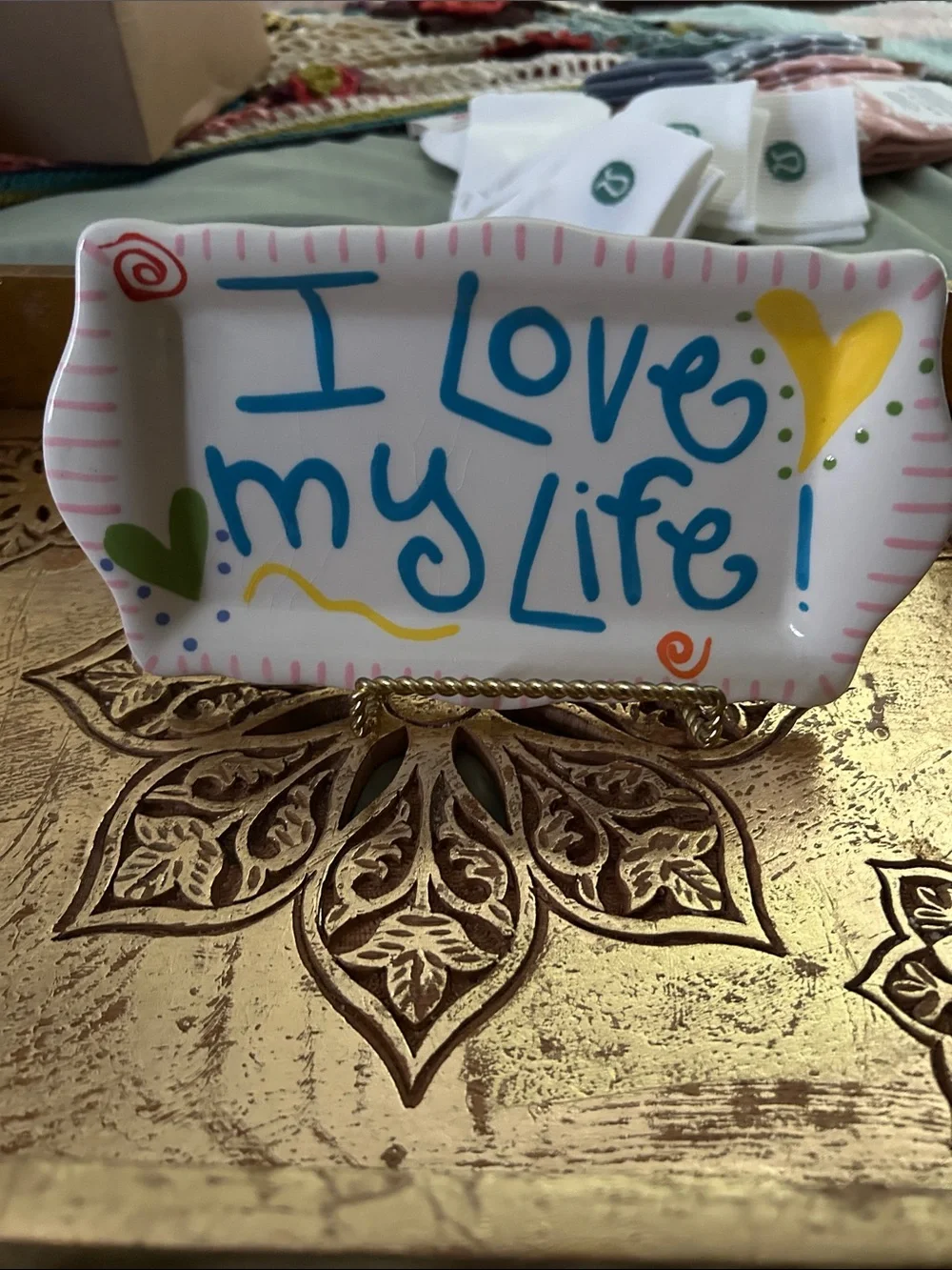 Express Pink Polka Dot 'I Love You' Frame with Colorful Trinket Dish